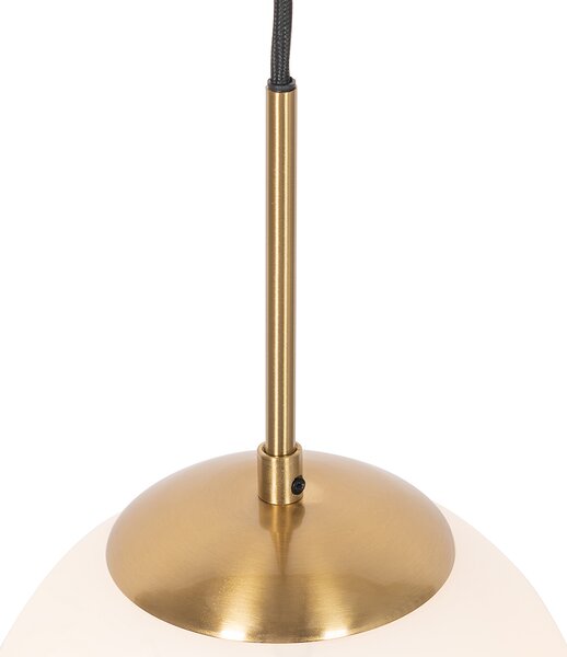 Lampada a sospensione Art Déco oro con vetro opale con adattatore per binario bianco monofase - Slimline Flore