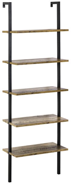 Libreria a Scala 60x30x184,5 cm 5 Ripiani in Legno e Metallo Marrone