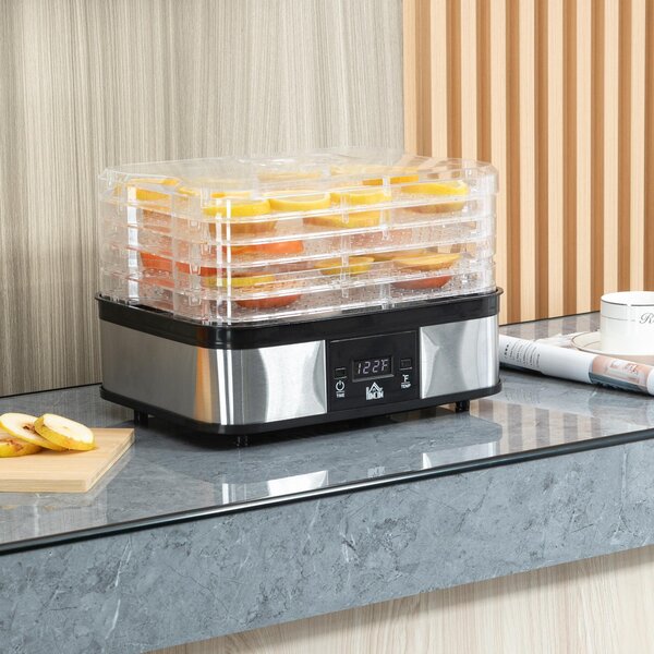 Essiccatore per Alimenti 32x25x29 cm 245W 5 Vassoi con Monito LCD