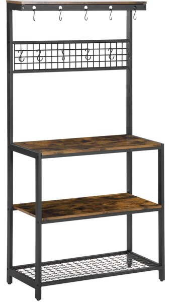Mobile Cucina 4 Livelli 84,4x40x170 cm con Griglia e Ganci in Acciaio e Truciolato