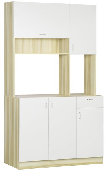 Mobile Buffet per Cucina 102x48x180 cm in Truciolato Bianco e Legno