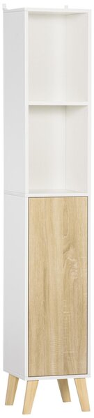 Mobile a Colonna per Bagno 31x30x177 cm 1 Amta 2 Mensole Bianco e Legno