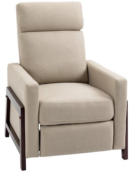 Poltrona Relax Reclinabile Manuale con Poggiapiedi in Tessuto Beige