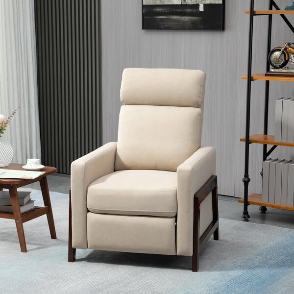 Poltrona Relax Reclinabile Manuale con Poggiapiedi in Tessuto Beige
