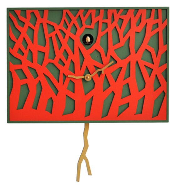 Orologio da parete rappresentante la foresta FOREST Cassa in MDF Dimensioni 41x10x h 29 cm in legno RAL 6202