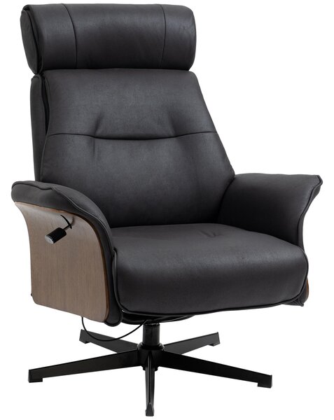 Poltrona Imbottita 84x83x103 cm con Poggiatesta in Tessuto Nero