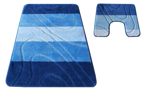 Tappetini da bagno in un set di due pezzi di colore blu 50 cm x 80 cm + 40 cm x 50 cm