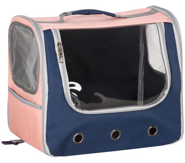 Borsa Trasportino 42x30x36 cm per Cani e Gatti 3 Entrate Rosa e Blu