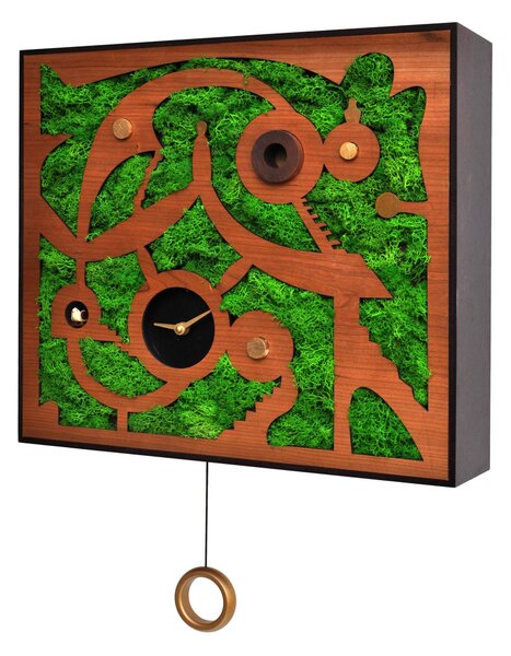 Orologio da parete rappresentante la foresta degli Hobbit HOBBITON Cassa in MDF Dimensioni 46x11x h 41 cm in legno colore legno e verde