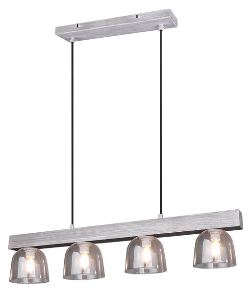 Lampada a Sospensione da Interno E14 in Legno naturale Grigio