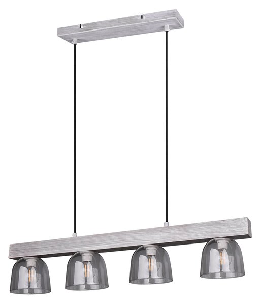 Lampada a Sospensione da Interno E14 in Legno naturale Grigio