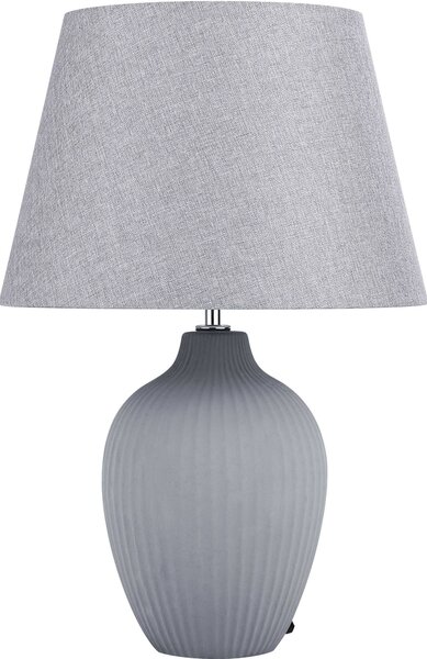 BELIANI Lampada da tavolo in Vetroceramica grigia 52 cm paralume in tessuto vaso cavo con interruttore in stile retrò