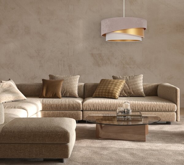 Duolla - Lampadario a sospensione con filo KOBO 1xE27/15W/230V diametro 45 cm beige/oro/color crema