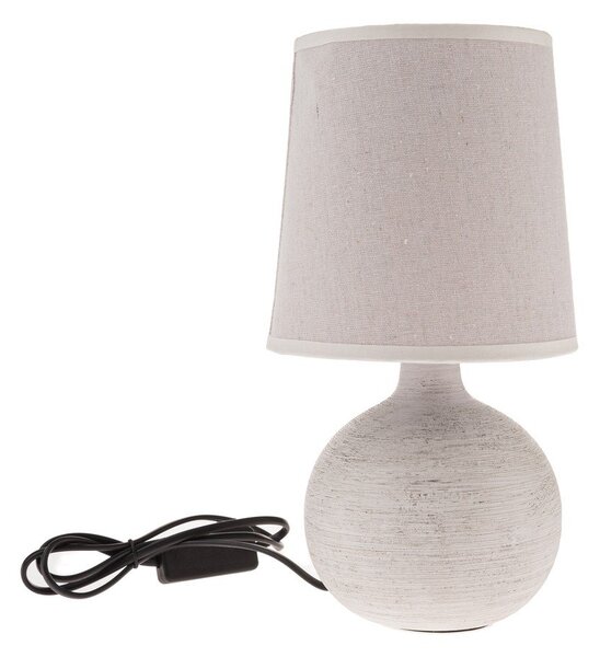 Lampada da tavolo grigio chiaro in ceramica con paralume in tessuto (altezza totale 29 cm) Bianca – Dakls