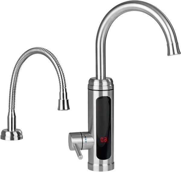 Rubinetto con resistenza integrata per acqua calda istantanea - Rubinetto da cucina con acqua calda immediata - Acqua calda istantanea - Resistenza integrata per riscaldamento dell'acqua - Rotazione a 360° - Argento