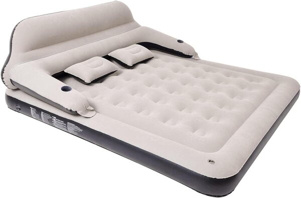 Divano gonfiabile - Letto gonfiabile - Ideale per ospiti e per rilassarsi - Con schienale removibile - Misura queen size, 202 cm - Colore beige