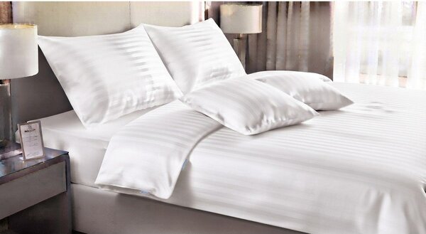 Set copripiumino e federa bianco per letto singolo 3 pezzi 140x200 cm Hotel stripe – JAHU collections
