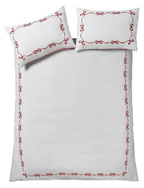 Set copripiumino e federa rosso/bianco per letto singolo 135x200 cm Bow Embroidery – Catherine Lansfield