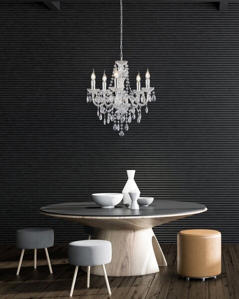 Lampadario da Interno E14 in Metallo Cromo