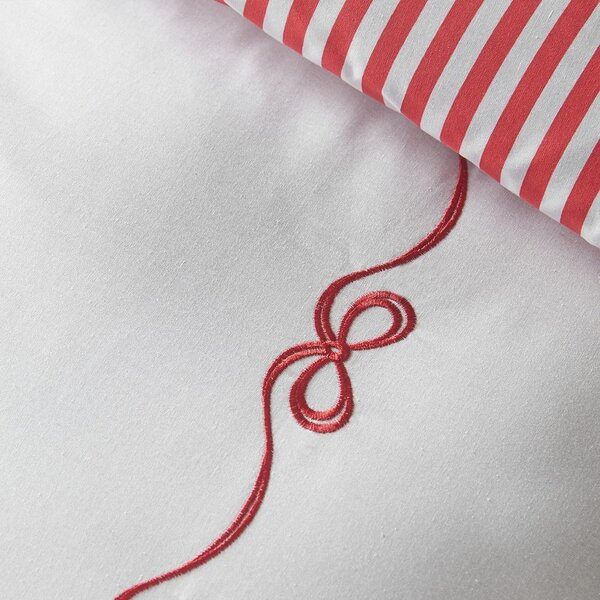 Set copripiumino e federa rosso/bianco per letto singolo 135x200 cm Bow Embroidery – Catherine Lansfield