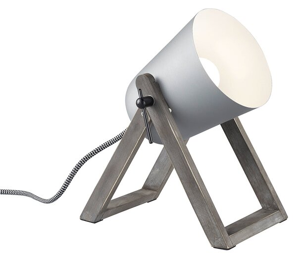 Lampada tavolo da Interno E27 in Legno naturale Grigio
