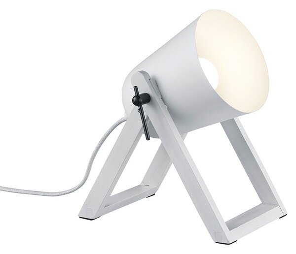 Lampada tavolo da Interno E27 in Legno naturale Bianco Opaco