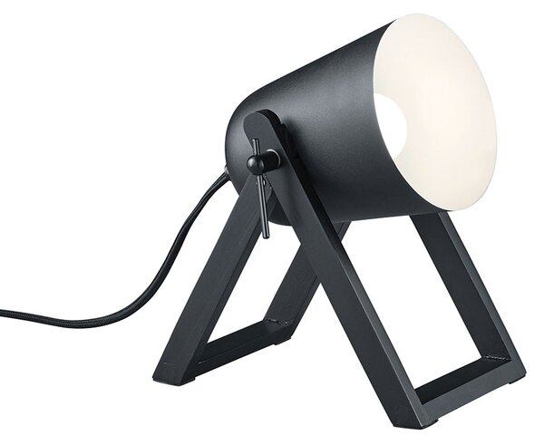 Lampada tavolo da Interno E27 in Legno naturale Nero Opaco