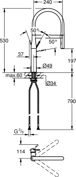 GROHE Miscelatore Cucina con Doccetta Rubinetto Monocomando Lavello a Canna Alta finitura Super Steel - 30294DC0
