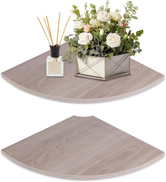 Set di mensole angolari - Mensole sospese - Ottimizzano lo spazio - Con passacavo - Profondità 30 cm - Grigio