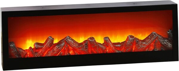 Camino decorativo - Camino elettrico - Atmosfera accogliente - Effetto fiamma a LED - 60 x 20 cm - Nero