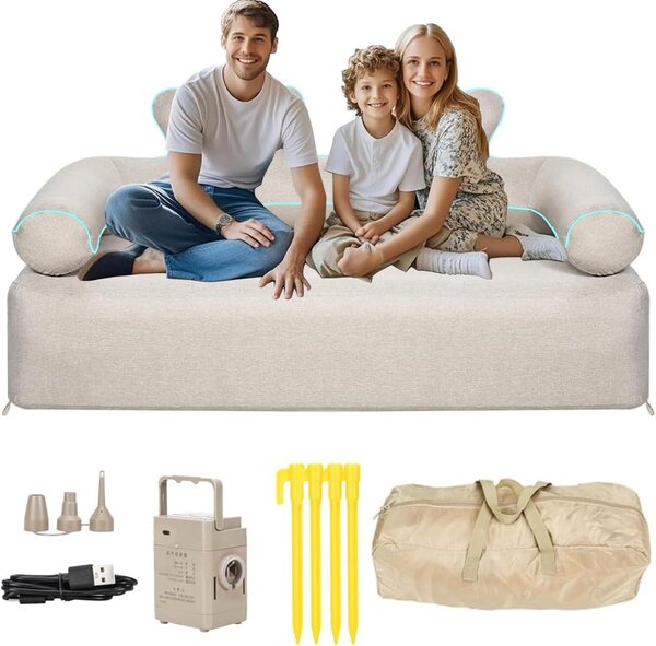 Divano gonfiabile a due posti - Ideale per l'arredamento da esterno - Dotato di pompa integrata - Dimensioni: 180 x 86 cm - Colore: kaki