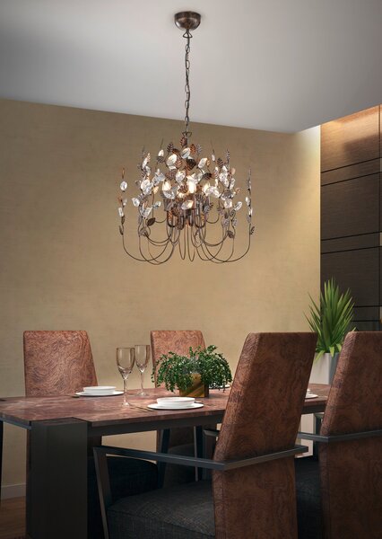 Lampadario da Interno E14 in Metallo Ruggine Anticato