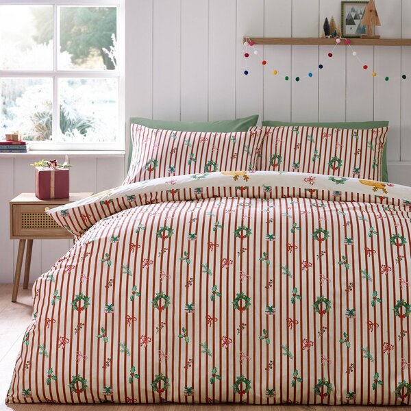 Set copripiumino e federa di colore naturale per letto singolo 135x200 cm Capy Christmas – Catherine Lansfield