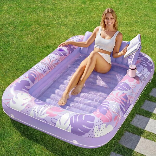 Arredo gonfiabile per relax - Lettino gonfiabile - Ideale per rilassarsi in acqua - Con cuscino rimovibile - 178x118 cm - Viola