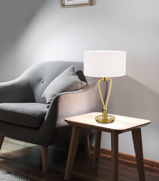 Lampada tavolo da Interno E27 in Metallo Ottone Satinato