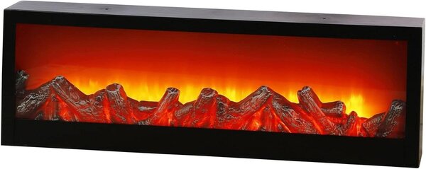Camino decorativo - Camino elettrico - Atmosfera accogliente - Effetto fiamma a LED - 60 x 20 cm - Nero