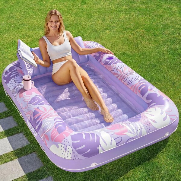 Arredo gonfiabile per relax - Lettino gonfiabile - Ideale per rilassarsi in acqua - Con cuscino rimovibile - 178x118 cm - Viola