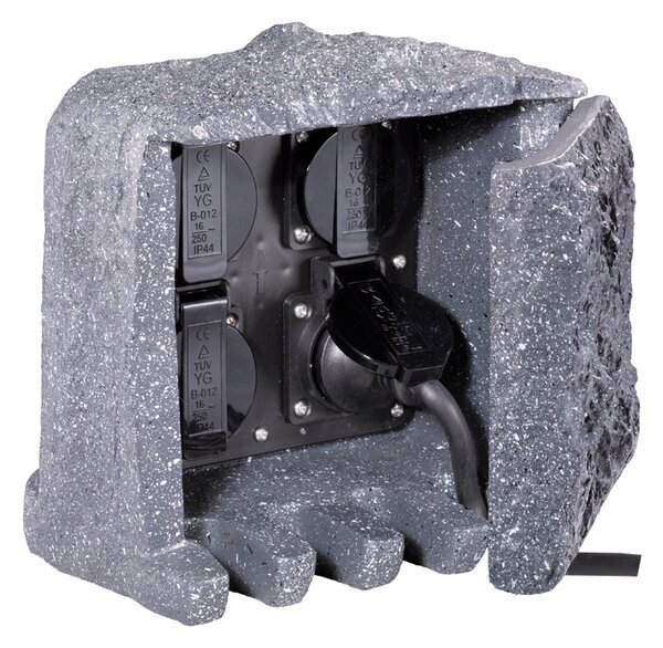 Torretta 4 Spine Shuko da Esterno IP44 in Poliestere Grigio