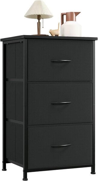 Mobiletto contenitore - Armadio contenitore - Comodino - Organizzazione degli spazi - Struttura in acciaio - 30x42x71,5 cm - Nero