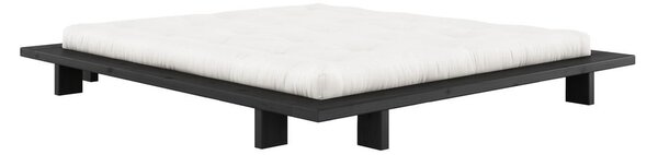 Letto matrimoniale nero in legno di pino con griglia 180x200 cm Japan - Karup Design