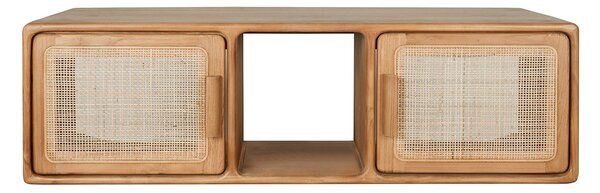 Mobile da bagno sospeso in legno massello di teak e intreccio in rattan L120 cm BALIA