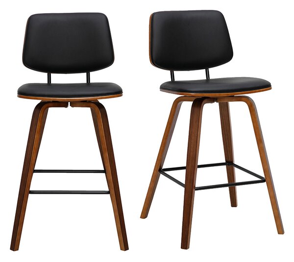 Sgabelli da bar neri e legno scuro H66 cm (lotto di 2) SEGUR