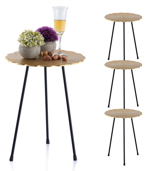 Set di tavolini 4 pezzi tavolo decorativo in metallo ø 35 cm rotondo alluminio oro