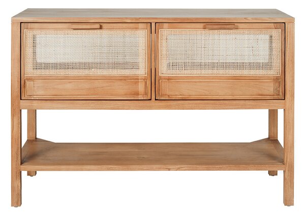 Mobile da bagno in legno massello di teak e intreccio in rattan L120 cm RIVO