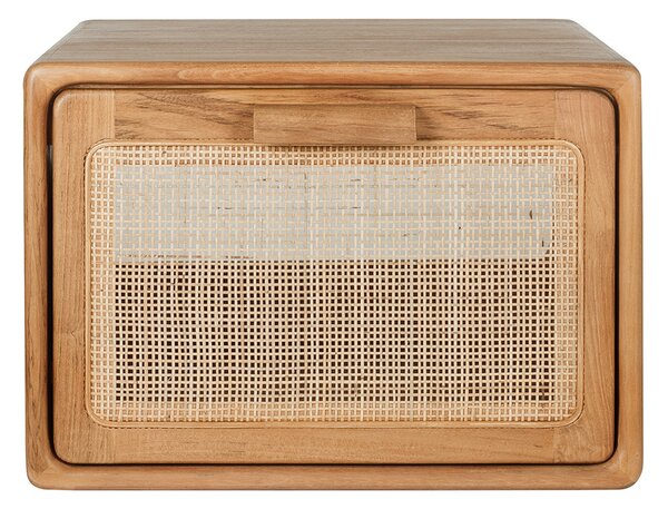Mobile da bagno sospeso in legno di teak massello e cannettato in rattan L50 cm BALIA