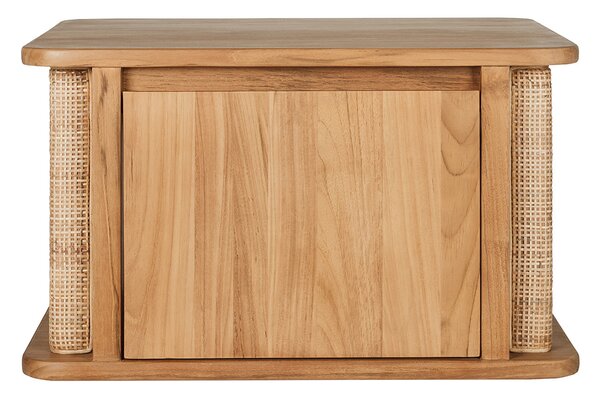 Mobile da bagno sospeso in legno massello di teak e intreccio in rattan L60 cm SOLEA