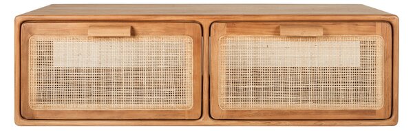 Mobile da bagno sospeso in legno massello di teak e intreccio in rattan L120 cm BALIA