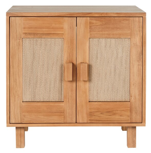 Mobiletto da bagno in legno teak massello e corda intrecciata L80 cm MOSSA