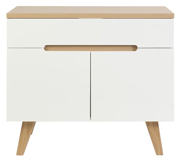Mobile da bagno bianco laccato lucido e legno chiaro L90 cm MELKA