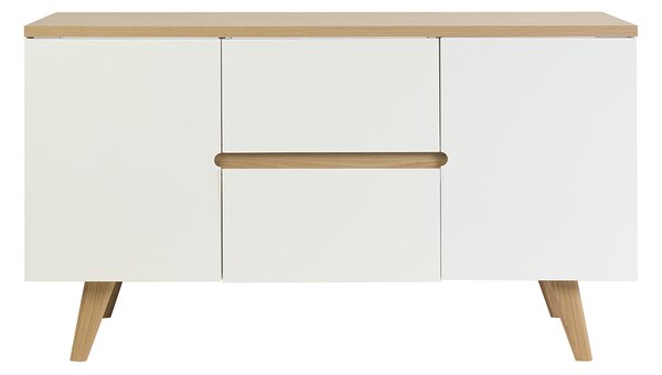 Mobile da bagno laccato bianco lucido e legno chiaro L140 cm MELKA
